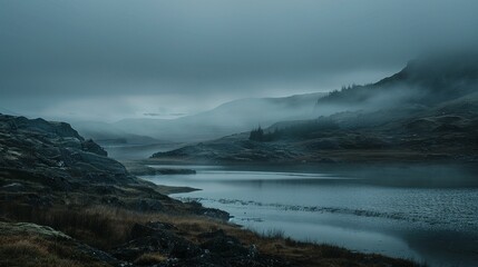 Fototapeta premium Tranquil Serenity. A view of a beautiful moody landscape.