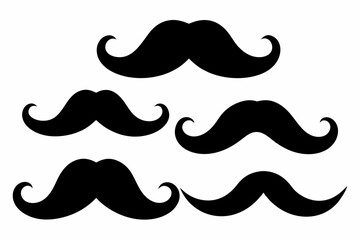 
set of mustaches, moustache silhouette vector bundle
