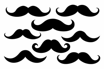 
set of mustaches, moustache silhouette vector bundle
