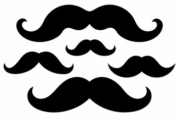 
set of mustaches, moustache silhouette vector bundle
