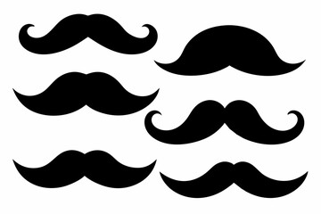 
set of mustaches, moustache silhouette vector bundle
