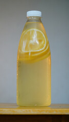 Lemon fruits flavored infused water. Summer refreshing drink. Health care, fitness, healthy nutrition