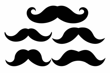 Set of mustache icon vector, Moustache Silhouette

