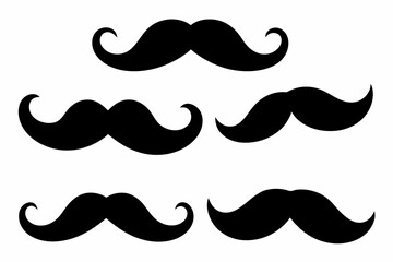 Set of mustache icon vector, Moustache Silhouette

