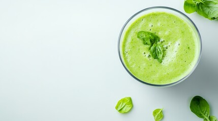 Healthy Green Smoothie with Fresh Basil
