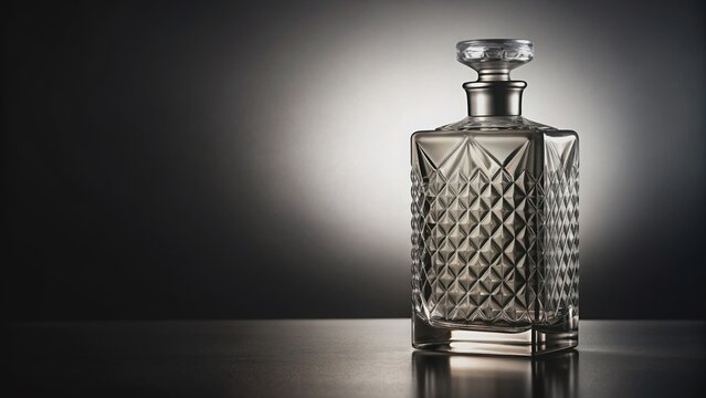 Monochromatic stock photo of a luxurious elixir bottle, luxury, dark, sleek, elegant, design, beauty, skincare, potion