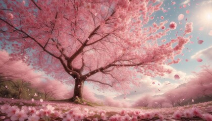 bottom up view of sakura tree