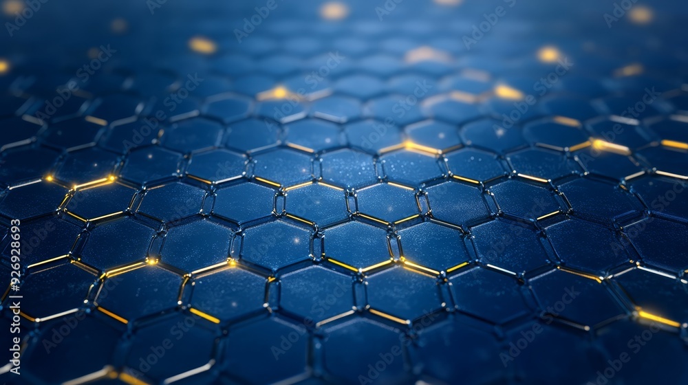 Aufkleber abstract hexagonal grid with glowing highlights