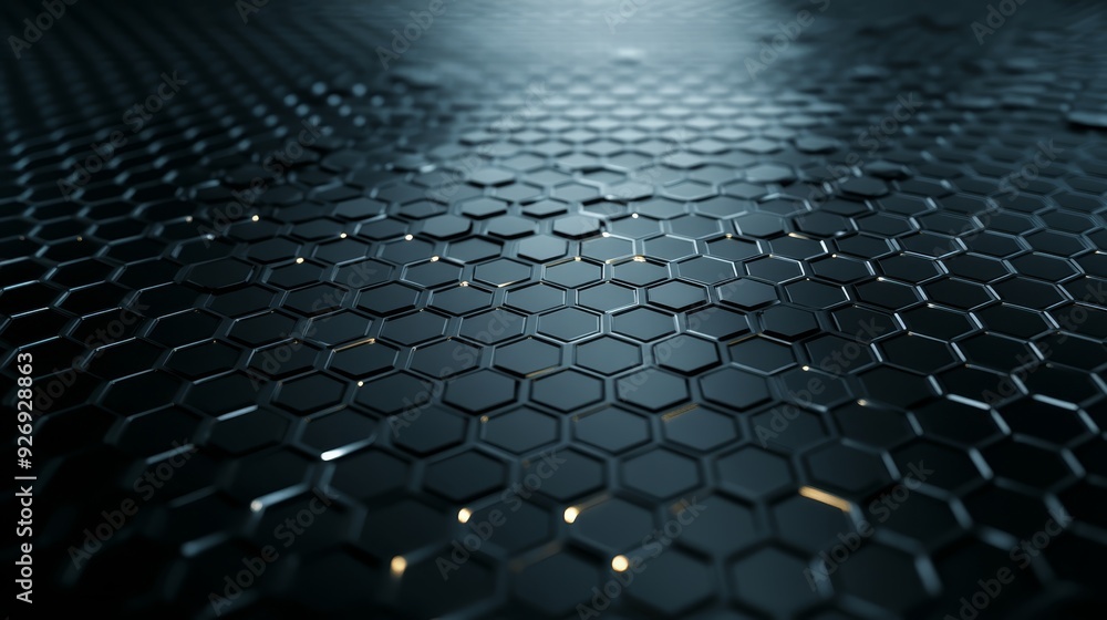 Poster abstract dark hexagonal metallic pattern