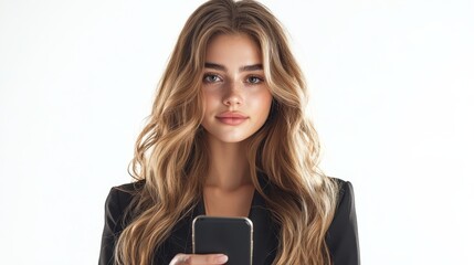 Fototapeta premium Confident young woman using smartphone