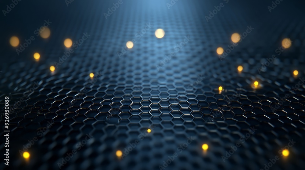 Aufkleber abstract hexagonal grid with glowing lights