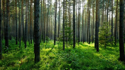 Tranquil Forest Retreat. Serene and peaceful nature scenery concept