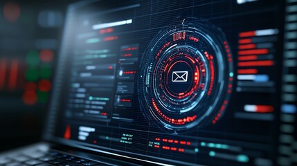 Cybersecurity Threat Detection Interface on Laptop