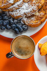 french toast on white plate for breakfast