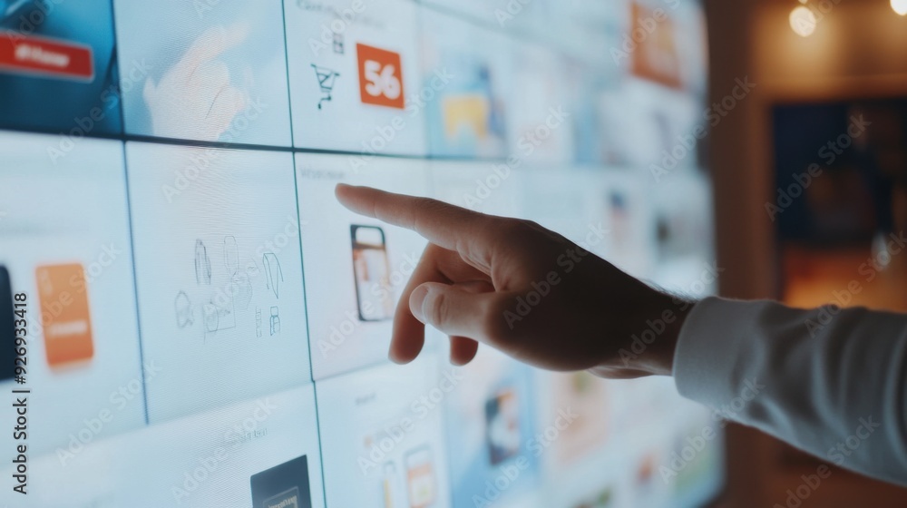 Poster modern e-commerce experience: user exploring product filters and currency converter on global online