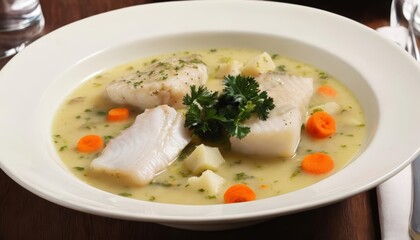  Delicious seafood chowder with a twist of fresh herbs and vibrant carrots