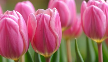 Fototapeta premium Blooming beauty A bouquet of vibrant pink tulips