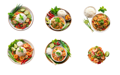 Delicious Thai Dishes with Clipping Path - Isolated PNG Image