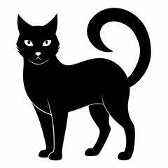 Cat silhouette, black silhouette cat full body, cat silhouette icon	
