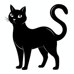 Cat silhouette, black silhouette cat full body, cat silhouette icon	
