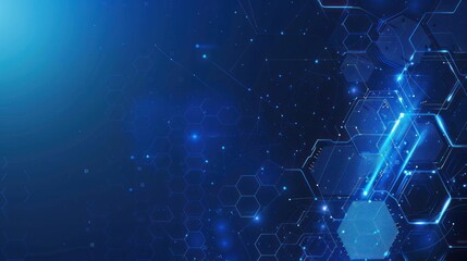 Abstract Blue Hexagon Pattern with Glowing Lines