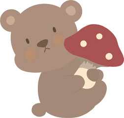 버섯을 들고 있는 곰