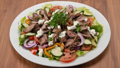  Deliciously fresh salad with beef and feta cheese