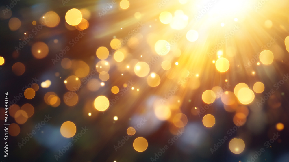 Poster abstract sun ray design with bokeh lights and gradient effect, set against white and transparent bac