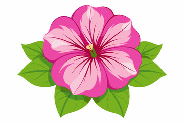 Pink Flower with Green Leaves