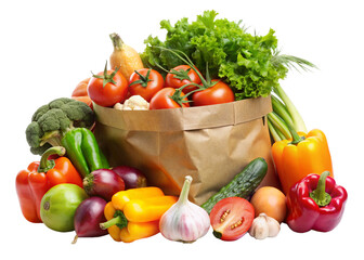 Fresh Vegetables in Bag PNG with Transparent Background for Design