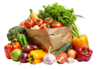 Fresh Vegetables in Bag PNG with Transparent Background for Design
