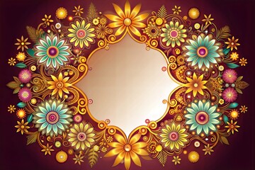 frame with flowers and leaves. hand drawn vector illustration