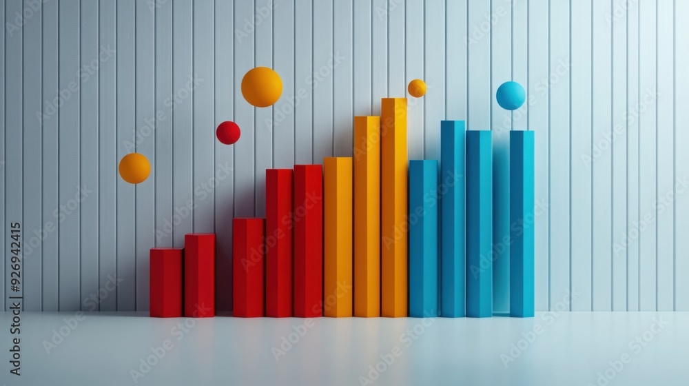 Aufkleber futuristic financial data visualization in modern office setting - 3d illustration of graphs and cha