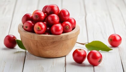  Fresh vibrant berries in a rustic wooden bowl