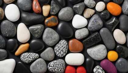 Vibrant mosaic of multicolored pebbles