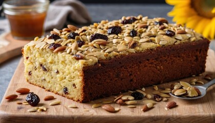  Deliciously baked nuttopped loaf ready to be savored