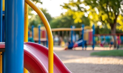 colorful playground in the park on a summer day , Generative AI