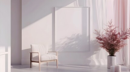 Minimalist Living Space with Elegant Glass Accents and Modern 3D Rendered Interior Design