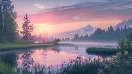 Obraz premium Free good morning scene wallpaper background photo