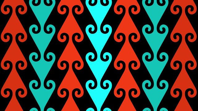 Loopable Traditional Maori Motion Background with Koru or Silver Fern Fiddlehead Pattern