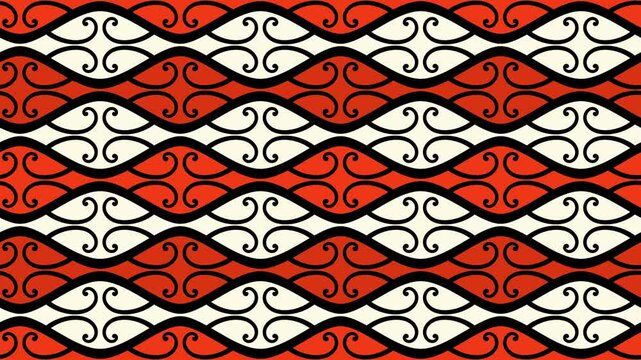 Loopable Traditional Maori Motion Background with Koru or Silver Fern Fiddlehead Pattern