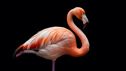 Lesser Flamingo, on Black Background, Pattern, Wallpaper, Cover and Screen for Smartphone, Cell Phone, Computer, Laptop, 9:16 and 16:9 Format