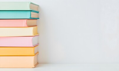 Pile of colorful books on white background, Generative AI