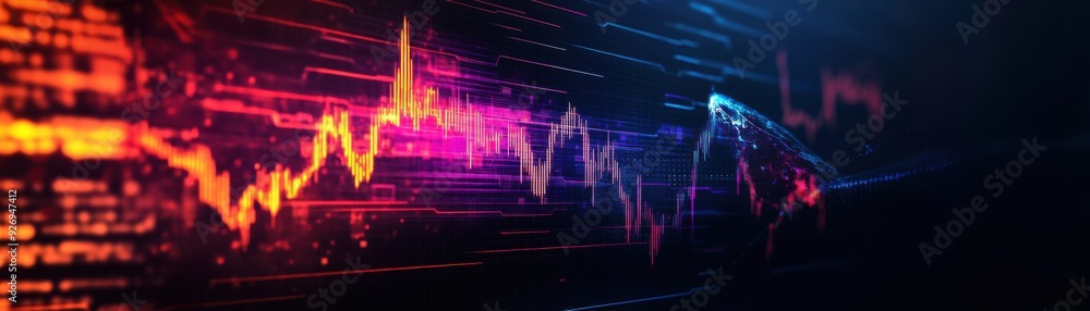 Poster future of finance: ai trading algorithms analyzing digital graphs - 3d illustration