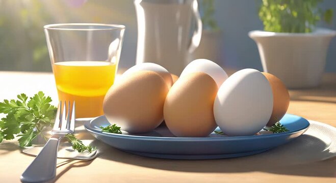 breakfast menu boiled eggs on the table