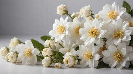 White Flowers on a Soft Background with Blank Space