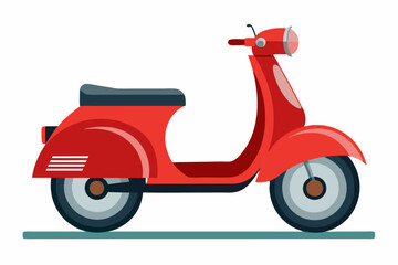 Red Vintage Scooter with Black Seat and White Stripes