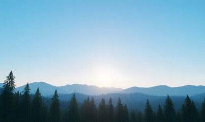 Obraz premium The blue sky, Below is a continuous mountain range, Generative AI