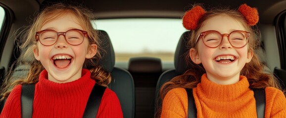 Twin Sisters Driving On A Road Trip, Their Joy And Adventure Evident In Every Mile