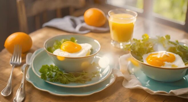 breakfast menu boiled eggs on the table